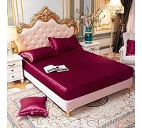 Taie d'oreiller, Feuilles de lit en Satin Lisse Solide à Double draps à Double draps élastique Couvercle de Matelas, 8,2 têtes d'oreiller 48x74cm