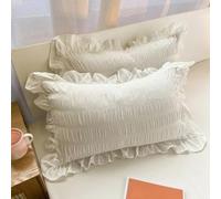 Taie d'oreiller Fille Coeur Princesse Style Petit Frais Belle Couleur Unie Simple Dentelle dortoir étudiant Fille, Blanc, Une Paire de taie d'oreiller
