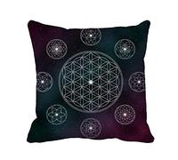 Taie d'oreiller Flower of Life Sacred Geometry Cosmic Ancient Arcana Protege Oreiller Confortable Housse Oreiller Résistant Housse De Coussin pour Salon Chambre Bureau 45X45CM