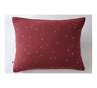 Taie d'oreiller Gaze de Coton brodée Fil Or 50 x 70 cm Gaia Chic Lie de vin