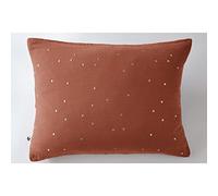 Taie d'oreiller Gaze de Coton brodée Fil Or 50 x 70 cm Gaia Chic Terracotta