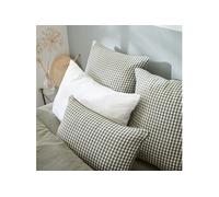 Taie d'oreiller gaze de coton imprimé vichy 50x70 Kaki - VICHY