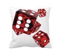 Taie d'oreiller Green Casino 3D Red Rolling Dice on Game Board Pillow Covers Hypoallergéniquea Taies d'oreiller pour Linge De Lit Canapé 45x45 CM