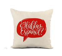Taie d'oreiller Hablas Espanol Phrase Translated in English Do You Speak Protege Oreiller Décoratives Housse Oreiller Confortable Housse De Coussin pour Salon Chambre Bureau 45X45CM