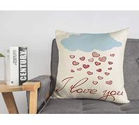 Taie d'oreiller Housse de Coussin Abstrait Beautiful Love You Clouds I Emotion Hearts Holidays Lovely Air Atmosphere Date d'anniversaire Cosy Linen Square Housses de Coussin décoratives pour canapé-