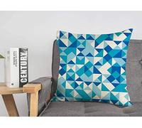 Taie d'oreiller Housse de Coussin Blanc Style Bleu Forme Géométrique Abstrait Motif Géométrie Triangle Blanc Conception Nuage Entreprise Confortable Lin Carré Décoratif Housses de Coussin pour Canap