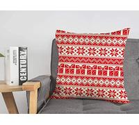 Taie d'oreiller Housse de Coussin Bleu Nouvel an Motif de la Veille de Noël Pixel Abstrait Vacances Rouge Célébration Claus Couleur Froide Cerf Cosy Lin Carré décoratif Housses de Coussin pour canap