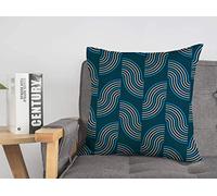 Taie d'oreiller Housse de Coussin Cire Bleue Motif Africain Moderne Formes incurvées sur Cercle coloré Abstrait Néerlandais Géométrie géométrique Cosy Linen Square Housses de Coussin décoratives pou