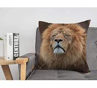 Taie d'oreiller Housse de Coussin Colère Animal Lions Crinière Viande Tête Animaux Faune Afrique Beau Grand Buisson Femelle Courage Mignon Cosy Lin Carré Décoratif Housses de Coussin pour Canapé Lit