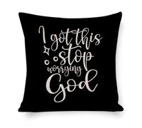 Taie d'oreiller Housse De Coussin De Pâques, « Je M'En Occupe », « Arrête De T'Inquiéter, Dieu », Style Ferme Housse De Coussin Housse Oreiller Respirant Protege Oreiller pour 45X45CM