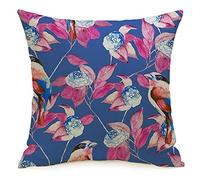 Taie d'oreiller Housse de Coussin Jardin Oiseaux Sauvages Vintage Motif Aquarelle Rouge Décoration Animaux Orange Faune Papier d'emballage Cosy Linen Square Housses de Coussin décoratives pour canap