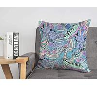 Taie d'oreiller Housse de Coussin Jaune 1960S Musique Main Dessiner Abstrait 1950S Studio Anniversaire Jouer Doodle Production Dessiné Équipement Confortable Lin Carré Décoratif Housses de Coussin p