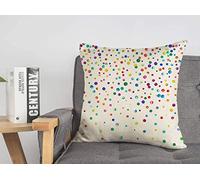 Taie d'oreiller Housse de Coussin Joyous Colorful Celebration Dense Aquarelle Confetti on White Abstract Rainbow Round Joy Canvas Cosy Linen Square Housses de Coussin décoratives pour canapé-lit 18x