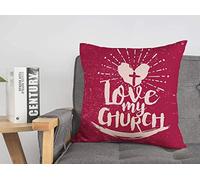 Taie d'oreiller Housse de Coussin Love My United is Amazing Pray Cross Scripture Quote in Encourageing Fashion Spirit Membership Hope Cozy Linen Square Housses de Coussin décoratives pour canapé-lit