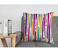 Taie d'oreiller Housse de Coussin Motif Abstrait Artistique Strokeslines Beauté Asymétrie Palette Blanche Noir Toile brossée Couleur Lin Confortable carré décoratif Housses de Coussin pour canapé-li
