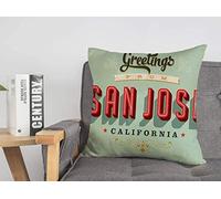 Taie d'oreiller Housse de Coussin San City Leisure Vintage Touristic Jose California 1940S Postal Travel 1950S 1960S 40S Carton Cosy Linen Square Housses de Coussin décoratives pour canapé-lit 18x18