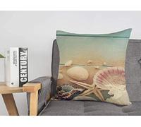 Taie d'oreiller Housse de Coussin Vert Aigue-Marine Heure d'été Corde Poisson Étoile Nature Celadon Beach Beauty Board Bobber Buoy Maritime Cosy Linen Square Housses de Coussin décoratives pour cana