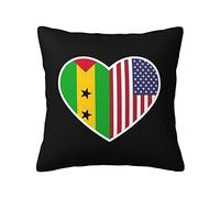Taie d'oreiller I Love America and Sao Tome and Principe Housse De Coussin Décoratives Housse Oreiller Résistant Protege Oreiller pour Jardin Chambre Salon 45X45CM