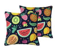 Taie d'oreiller imitation lin imprimé graines de pastèque kiwi, housse de coussin en mélange de polyester avec fermeture éclair invisible pour canapé, lit, décoration de bureau à domicile, 61 x 61 cm