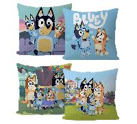 Taie d'oreiller imprimée avec le personnage de dessin animé mignon Blueys. N'inclut pas l'oreiller. Housse de coussin en peluche douce Blueys pour la décoration de la maison, convient pour le canapé, 