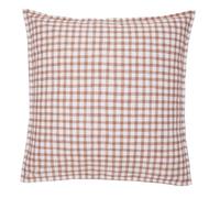 Taie d'oreiller imprimée en Percale de Coton, Vichy, Made in France, 64 x 64 cm, Essix, Beige Dune
