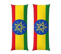Taie d'oreiller intégrale avec imprimé drapeau de l'Éthiopie 50,8 x 152,4 cm en peluche courte et moelleuse pour l'automne et l'hiver