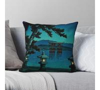 Taie d'oreiller japonaise Hasui Kawase en polyester lin velours imprimé fermeture éclair décor lit housse de coussin