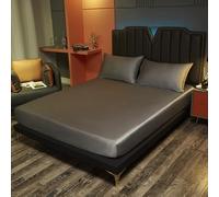 Taie d'oreiller, lit de Soie Naturel Feuille ajustée Real Mattress de Matelas en Soie Feuilles de litière, Gris, taire d'oreiller48x74cmx2