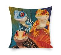 Taie d'oreiller Lizard Turtle Leopard Gecko Reptile Housse De Coussin Doux Et Confortable Taies D'Oreillers Infroissable Pillow Covers pour Chambre Maison 45X45 Cm