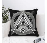 Taie d'oreiller Logo Maçonnique De La Franc-Maçonnerie Décoratif Taie d'oreiller Imprimé Canape Housse De Coussin pour Salon, Voiture, Chambre, 45x45cm