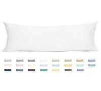 Taie d'oreiller Longue 100% Coton avec Fermeture à enveloppe, 53,3 x 137,2 cm, Blanc, Douce et Respirante