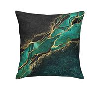 Taie d'oreiller Luxurious Green Golden Texture Abstract Natural Marble Stone Design Housse d'oreiller Super Doux Housses De Coussin pour Maison Patio Extérieur Jardin 45X45 CM