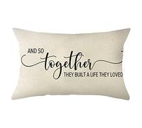 Taie d'oreiller Maison De Ferme avec Et Ainsi, Ensemble, Ils Ont Construit Une Vie Qu'Ils Aimaient. Citation pour Une Pendaison De Crémaillère. Housse Oreiller Protege Oreiller pour 40X60CM