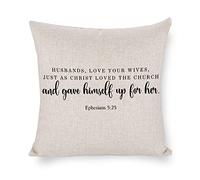 Taie d'oreiller Maris, Aimez Vos Femmes, comme Christ A Aimé L'Église Et S'Est Livré pour Elle. Protege Oreiller Confortable Housse Oreiller Respirant Housse De Coussin pour Balcon 45X45CM