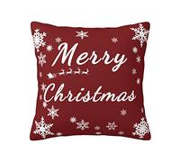 Taie d'oreiller Merry Christmas Xmas Snowflakes Elk Deer in Red Taies Oreiller Respirant Housse d'oreiller pour Patio Canapé Maison 45X45 CM
