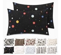 Taie d'oreiller Microfibre Brossée 50x70 cm, Galaxie, Lot de 2 Imprimée | Microfibre brossée au toucher peau de pêche, lot de 2 taies imprimées assorties qui relookent le lit en un geste