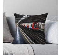 Taie d'oreiller Mind The Gap London Underground en polyester et lin velours avec fermeture éclair - 45 x 45 cm