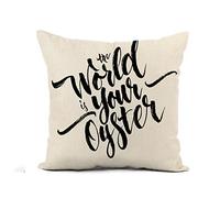 Taie d'oreiller Modern Inspirational The World is Your Oyster Brush Lettering Protege Oreiller Décoratives Housse Oreiller Respirant Housse De Coussin pour Salon Chambre Jardin 45X45CM