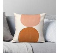 Taie d'oreiller moderne du milieu du siècle terre cuite en polyester et lin avec fermeture éclair imprimée