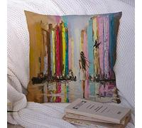 Taie d'oreiller Mythe Laissez-Moi Vous Dire Qui Toile Conte Mondes Brouillard Que Vous Avez Créé Histoire Huile Originale Abstraite Fille Fine Housse De Coussin Housse Oreiller pour 45X45CM