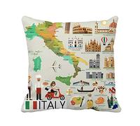 Taie d'oreiller Naples Map of Italy and Travel Genoa Rome Airplane Pillow Covers Hypoallergéniquea Housse De Coussin pour Salon Canapé 45x45 CM