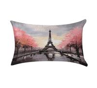 Taie d'oreiller Oil Paintings Paris Eiffel Tower Housse De Coussin Hypoallergéniquea Taies D'Oreillers Respirant Taies d'oreiller pour Maison Salon Chambre S