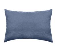 Taie d'oreiller PALACE pur coton lavé 50x70 cm uni bleu indigo