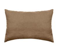 Taie d'oreiller PALACE pur coton lavé 50x70 cm uni marron cognac
