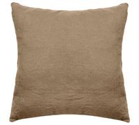 Taie d'oreiller PALACE pur coton lavé 65x65 cm uni marron cognac