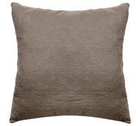 Taie d'oreiller PALACE pur coton lavé 65x65 cm uni marron tabac