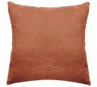 Taie d'oreiller PALACE pur coton lavé 65x65 cm uni marron terre cuite