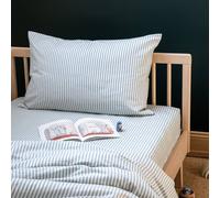 Taie D'oreiller Percale De Coton Bio Rayé Rayé Bleu Ardoise 40X60