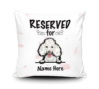 Taie d'oreiller Personalized Reserved for The Dog Poodle Puppy Pet White Housse Oreiller Décoratives Housse De Coussin Respirant Protege Oreiller pour Salon Chambre Bureau 45X45CM