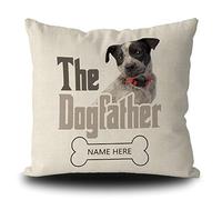 Taie d'oreiller Personalized The Dogfather Blue Heeler Funny Dog Bone Animal Pet Protege Oreiller Respirant Housse Oreiller Résistant Housse De Coussin pour Jardin Salon Chambre 45X45CM